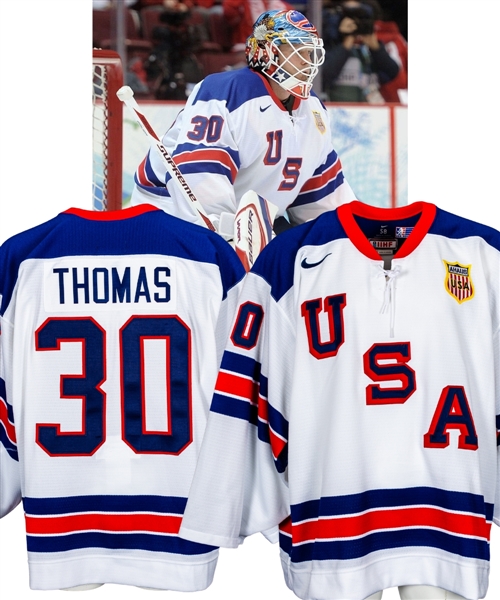 Tim Thomas’ 2010 Winter Olympics Team USA Game-Worn “Heritage” Jersey - Photo-Matched!