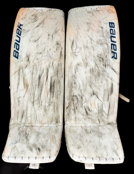 Ukko-Pekka Luukkonen’s 2020-21 Buffalo Sabres Bauer Ultra Sonic Game-Worn Pads – Worn during NHL debut! – Photo-Matched! 