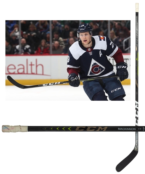 Nathan MacKinnons 2019-20 Colorado Avalanche Signed CCM Ribcore Trigger Game-Used Stick – Lady Byng Trophy Season!