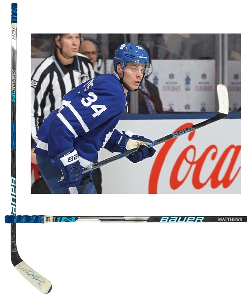 Auston Matthews 2016-17 Toronto Maple Leafs Signed Bauer Nexus Game-Used Rookie Season Stick - Calder Memorial Trophy Season!