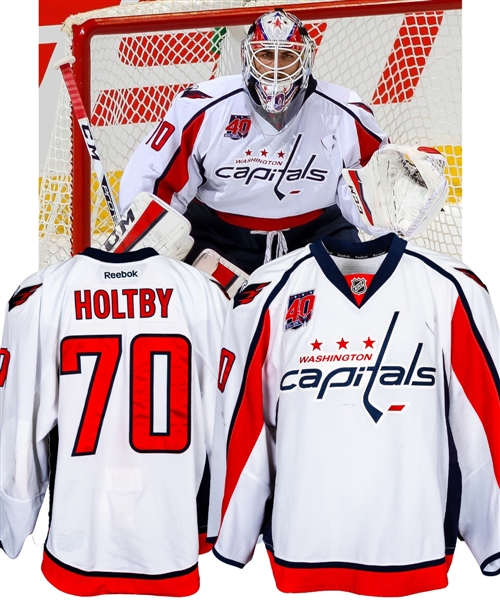 Braden Holtbys 2014-15 Washington Capitals Game-Worn Jersey with LOA - 40th Patch! - Photo-Matched!