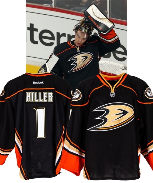 Jonas Hillers 2012-13 Anaheim Ducks Game-Worn Third Jersey with Team LOA 