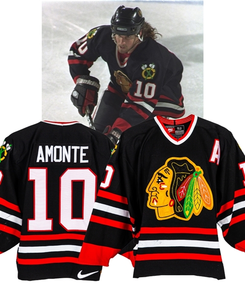 Tony Amontes 1997-98 Chicago Black Hawks Game-Worn Alternate Captains Third Jersey - Photo-Matched!