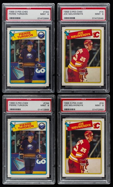 1988-89 O-Pee-Chee Hockey #194 Turgeon Rookie (3) and #16 Nieuwendyk Rookie (2), 1990-91 OPC Premier #30 Fedorov Rookie (6) and #86 Nolan Rookie (2) & 1991-92 UD #9 Lindros Rookie (5) - All PSA Graded
