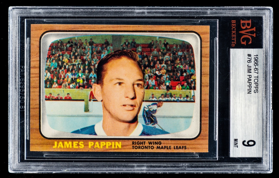 1966-67 Topps Hockey Card #76 Jim Pappin  - Graded BVG 9