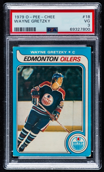 1979-80 O-Pee-Chee Hockey Card #18 HOFer Wayne Gretzky Rookie - Graded PSA 3