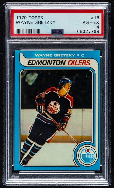 1979-80 Topps Hockey Card #18 HOFer Wayne Gretzky Rookie - Graded PSA 4