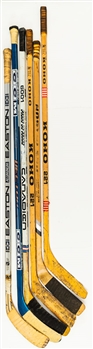 New York Rangers 1970s-to-2000s Game-Used Stick Collection of 6 with Hedberg, Dillion, Huber, McEwen, McCarthy & Kerr