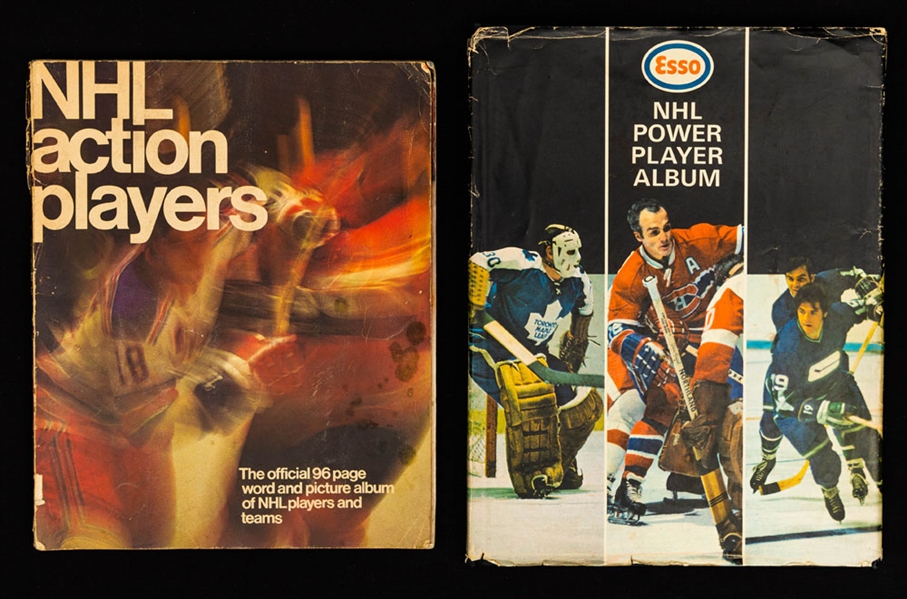 1970-71 Esso Power Players Complete Set in Hardcover Album and 1974-75 Loblaws Action Hockey Players Stamp Complete Set in Album
