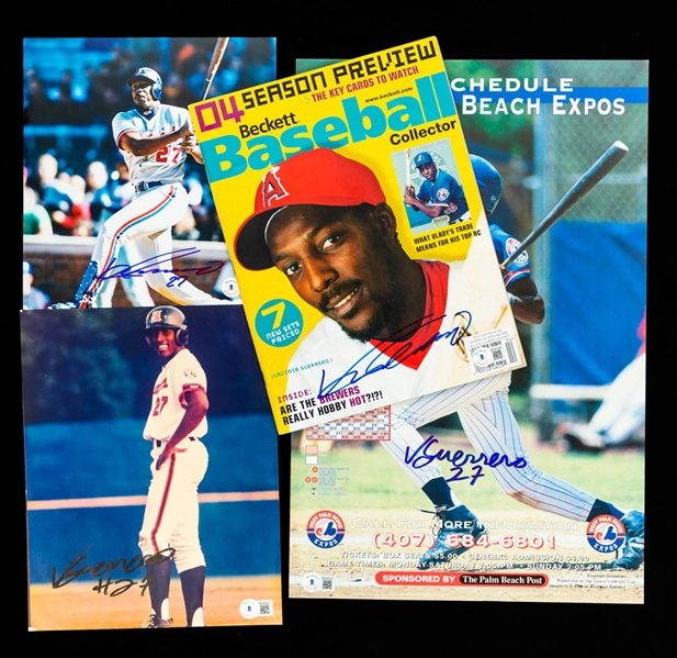 Vladimir Guerrero Montreal Expos and Anaheim Angels Autograph Collection of 4 - All Beckett Certified
