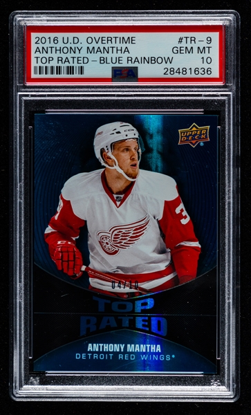 2016-17 Upper Deck Overtime Top Rated Blue Rainbow Hockey Card #TR-9 Anthony Mantha Rookie (04/10) - Graded PSA 10 GEM MT