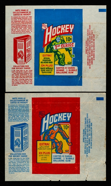 1972-73 O-Pee-Chee Hockey Card First and Second Series Wrappers (2)
