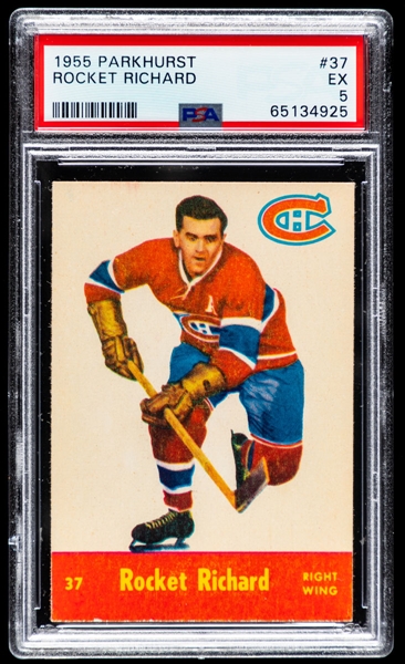 1955-56 Parkhurst Hockey Card #37 HOFer Maurice Richard - Graded PSA 5