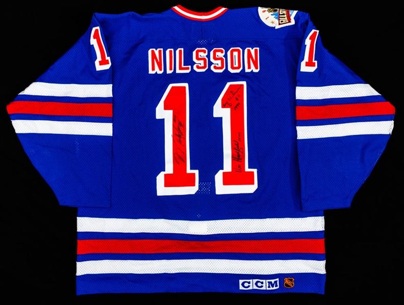 Ulf Nilssons Signed Jerseys Collection (3) Including Multi-Signed New York Rangers Jersey Signed by Messier, Hadfield and Nilsson from His Personal Collection with His Signed LOA