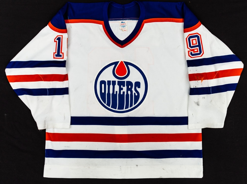Anatoli Semenovs 1990-91 Edmonton Oilers Game-Worn Rookie Season Home Jersey with Team LOA - Team Repairs! - Photo-Matched!
