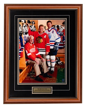 Wayne Gretzky, Gordie Howe and Bobby Hull Triple-Signed "The 1000 Goal Club" Limited-Edition Artist Proof Framed Photo #9/20 with WGA COA from Hulls Personal Collection with Family LOA (26” x 34”) 