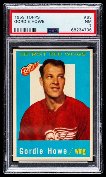 1959-60 Topps Hockey Card #63 HOFer Gordie Howe - Graded PSA 7