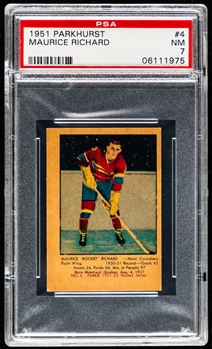 1951-52 Parkhurst Hockey Card #4 HOFer Maurice Richard Rookie - Graded PSA 7