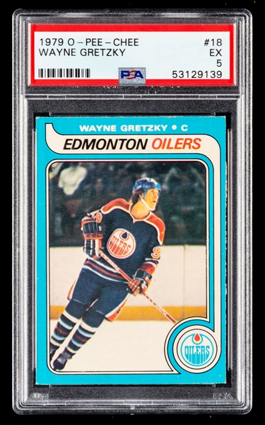 1979-80 O-Pee-Chee Hockey Card #18 HOFer Wayne Gretzky Rookie - Graded PSA 5