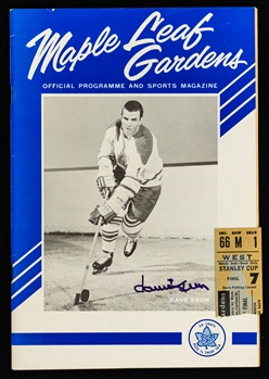 April 11th and 25th 1964 Stanley Cup Finals Game #1 Program and Game #7 Cup-Winning Game Program - Toronto Maple Leafs vs Detroit Red Wings - Also Includes Game #7 Cup-Winning Game Ticket Stub
