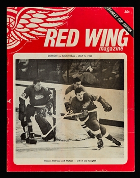April 24th and May 5th 1966 Stanley Cup Finals Game #1 Program and Game #6 Cup-Winning Game Program - Montreal Canadiens vs Detroit Red Wings 