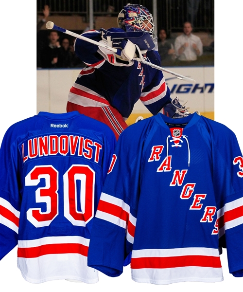 Henrik Lundqvist’s 2011-12 New York Rangers Game-Issued Jersey with Steiner LOA 