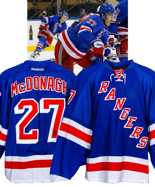 Ryan McDonaghs 2012-13 New York Rangers Game-Worn Playoffs Jersey with Steiner LOA - Photo-Matched! 