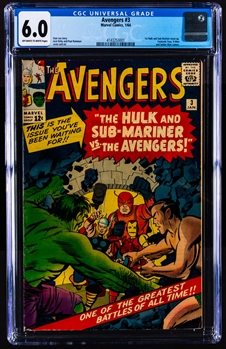 Marvel Comics 1964 The Avengers #3 - CGC Universal Grade 6.0 (Off-White to White Pages) - 1st Hulk and Sub-Mariner Team-Up - Fantastic Four, X-Men and Spider-Man Cameo