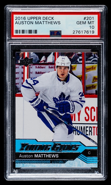 2016-17 Upper Deck Young Guns Hockey Card #201 Auston Matthews Rookie – Graded PSA GEM MT 10