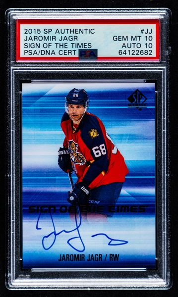 2015-16 Upper Deck SP Authentic Sign of the Times Autographed Hockey Card #JJ Jaromir Jagr - Graded PSA GEM MT 10