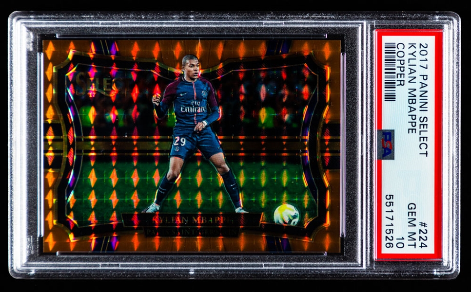 2017-18 Panini Select Copper Soccer Card #224 Kylian Mbappe Rookie (08/49) - Graded PSA GEM MT 10