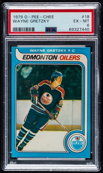 1979-80 O-Pee-Chee Hockey Card #18 HOFer Wayne Gretzky Rookie - Graded PSA 6