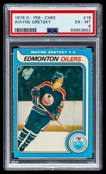 1979-80 O-Pee-Chee Hockey Card #18 HOFer Wayne Gretzky Rookie - Graded PSA 6