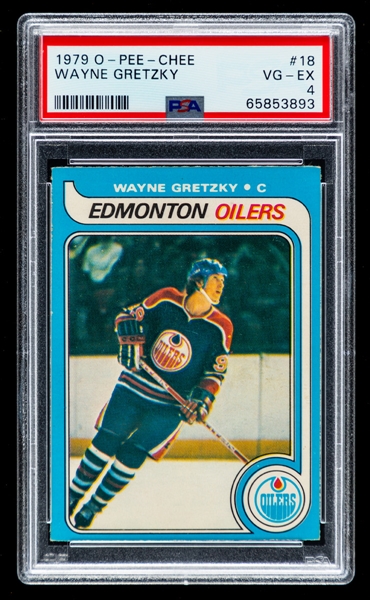 1979-80 O-Pee-Chee Hockey Card #18 HOFer Wayne Gretzky Rookie - Graded PSA 4