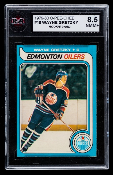 1979-80 O-Pee-Chee Hockey Card #18 HOFer Wayne Gretzky Rookie - Graded KSA 8.5