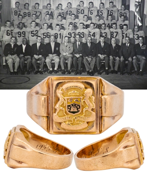 Vincent Joseph "Boomer" Scotts 1953 Hamilton Tiger-Cats Grey Cup Championship Gold Ring