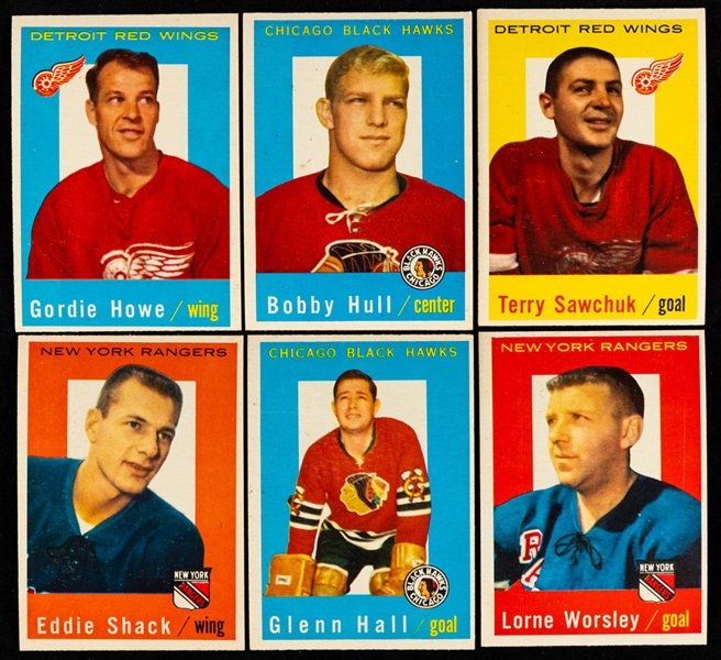 1959-60 Topps Hockey Near Complete Card Set (64/66)