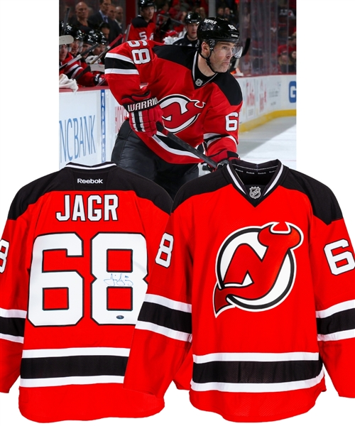 Jaromir Jagr’s 2014-15 New Jersey Devils Signed Game-Issued Jersey with Team LOA