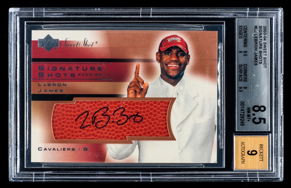 2003-04 Upper Deck Sweet Shot Signature Shots Autographed Basketball Card #LJ LeBron James Rookie - Graded Beckett 8.5 (Beckett 9 Autograph)