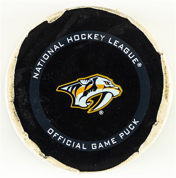 Mattias Ekholm’s Nashville Predators February 27th 2021 Goal Puck – Season Goal #1 of 6 / Career Goal #46 – 200th Career Point!