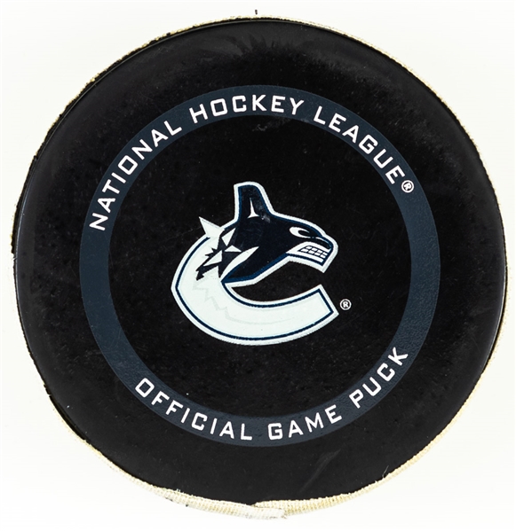 Tyler Myers’ Vancouver Canucks March 13th 2021 Goal Puck – Season Goal #4 of 6 / Career Goal #84 – Game-Winning Goal! – 300th Career Point! 