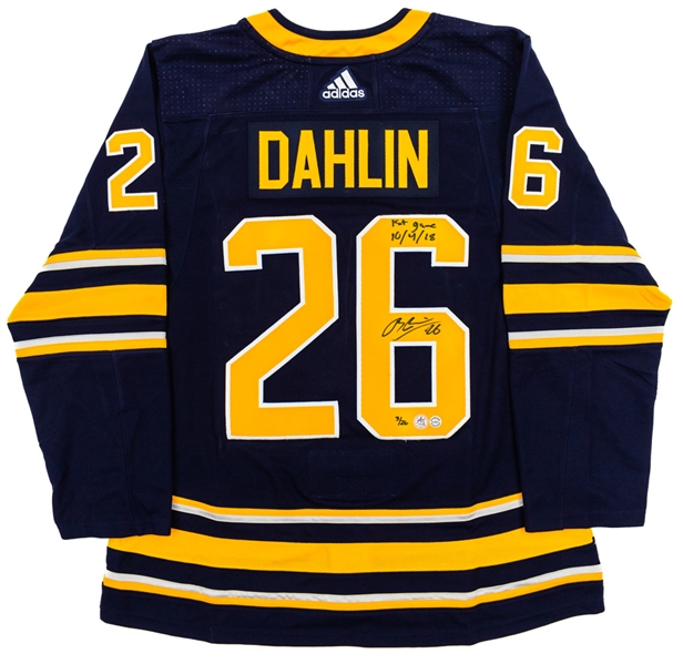 Rasmus Dahlin Signed Buffalo Sabres Limited-Edition Jersey (3/26) with COA - “1st Game 10/4/18” Annotation