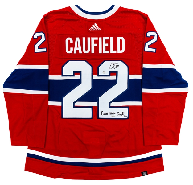 Cole Caufield Signed Montreal Canadiens Limited-Edition Jersey (20/22) with COA -  “Goal Habs Goal!” Annotation