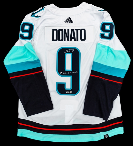 Ryan Donato Signed Seattle Kraken Jersey with COA -  1st Kraken Goal 10/12/21 Annotation