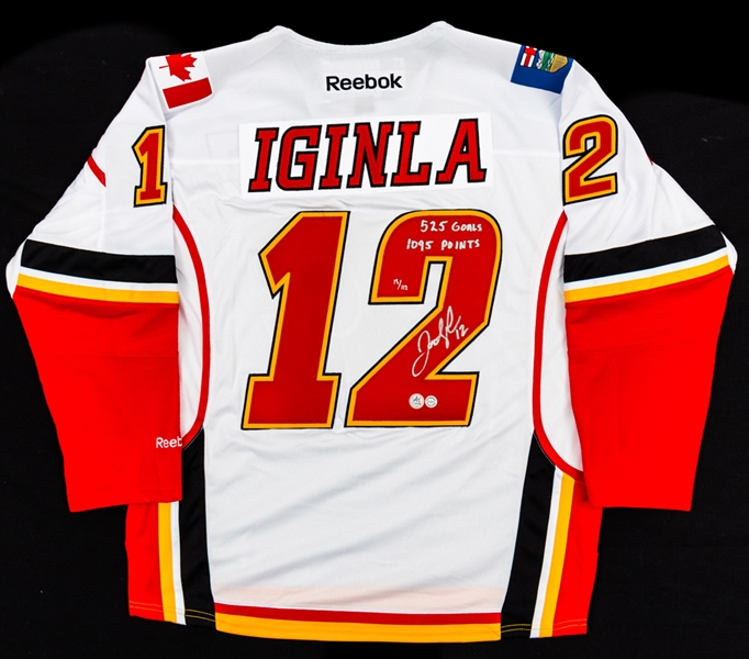 Jarome Iginla Signed Calgary Flames Limited-Edition Captains Jersey (15/112) with COA -  “525 Goals 1095 Points” Annotation