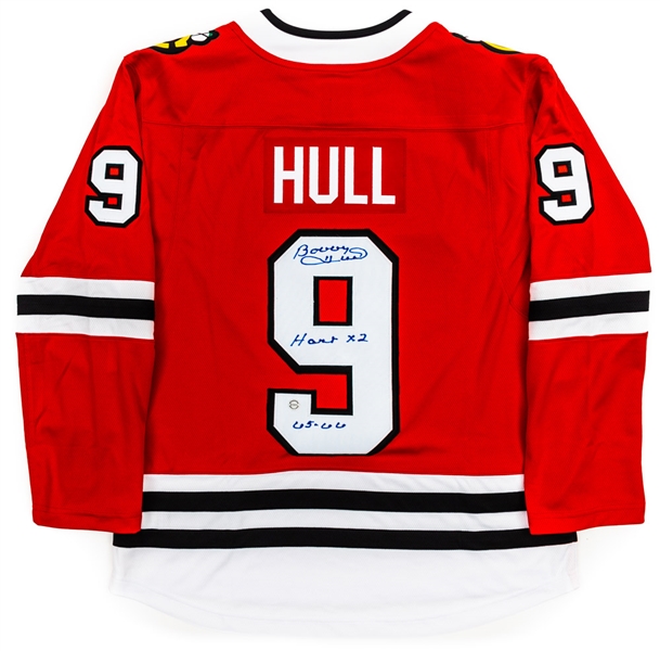 Bobby Hull Signed Chicago Black Hawks Jersey with COA -  Hart X2 65-66 Annotation