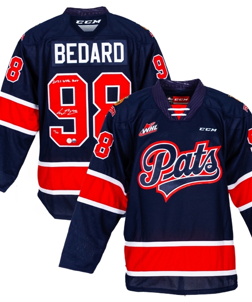 Connor Bedard Signed Regina Pats Limited-Edition Jersey (12/98) with COA -  2021 WHL ROY Annotation