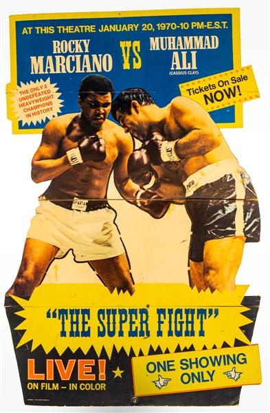 Huge Muhammad Ali vs. Rocky Marciano 1970 "The Super Fight" Theater Stand-Up Display (36" x 56")