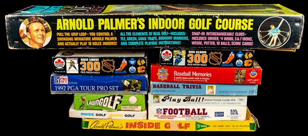 Vintage 1960s-90s Multi-Sport Board Game and Puzzle Collection of 11 Including Golf, Hockey, Baseball and Football