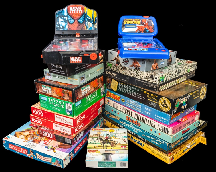 Vintage and Modern 1940s-00s Sports Plus Pop Culture Games and Puzzle Collection of 22